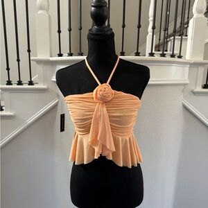 NWT AFRM Anthropologie Peach Halter Crop Top | M | $68 Retail
